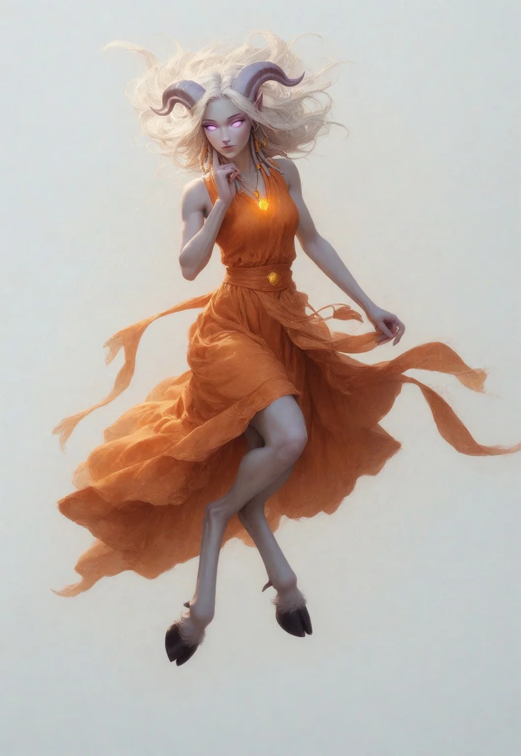 (absurdres, highres, best quality, masterpiece:1.4), 
score_9, score_8_up, score_7_up, score_6_up, 
detailed, 
detailed body, 
detailed face, 
alone, 

(culDraenei, 
female, 
purple eyes, 
no sclera, 
no pupils, 
athletic, 
tall, 
slim, 
pale skin,
grey skin, 
long ears),

loose long orange dress,  
yellow pendant, 
sleeveless, 

cheerful, 
(((full body))), 
hovering, flying, floating, 

(((white background, plain background))), 
(((no objects in background)))