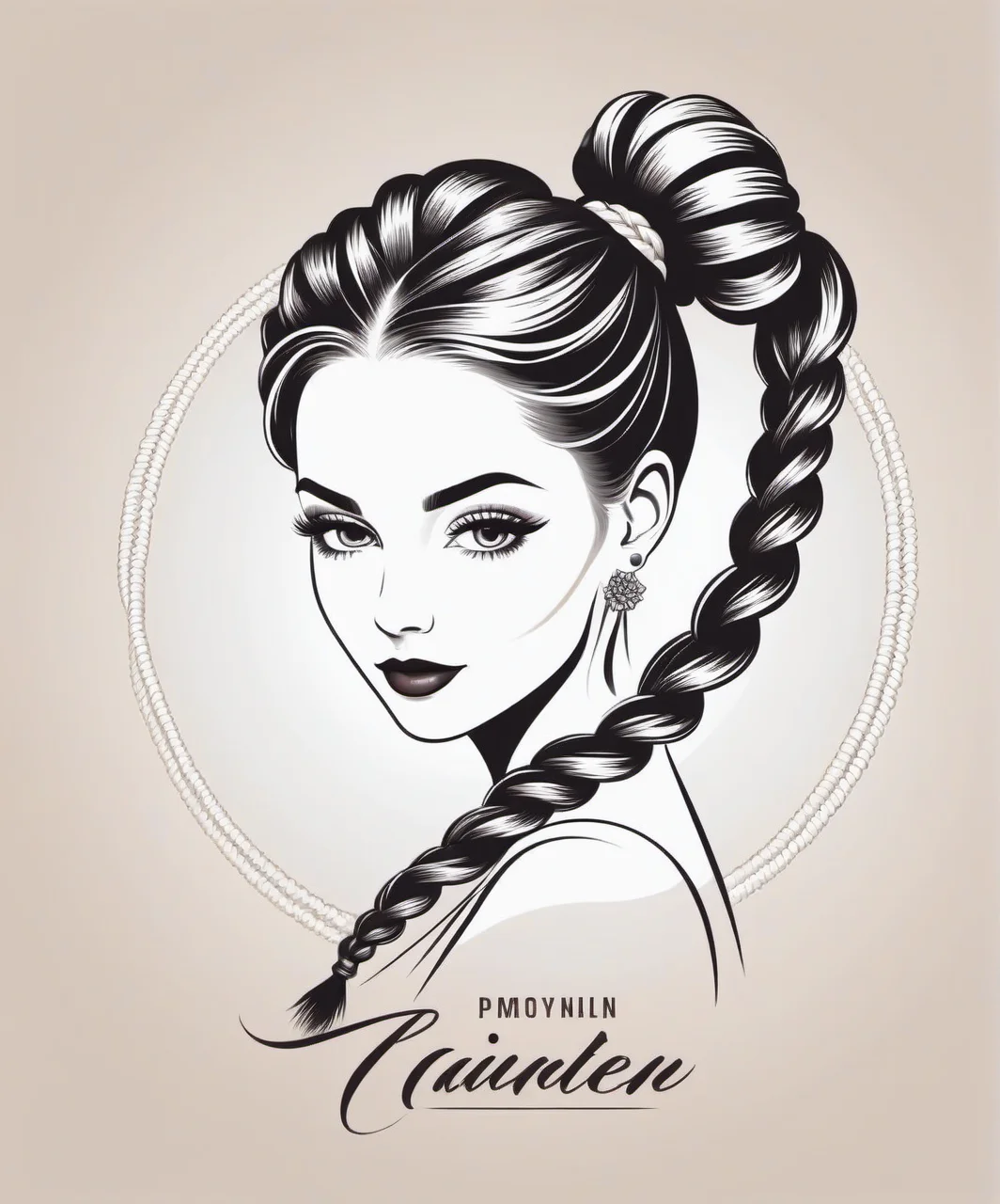Logo Design , a gorgeous woman, braided pigtails , dynamic graphic art, vector art, minimalist, professional logo design