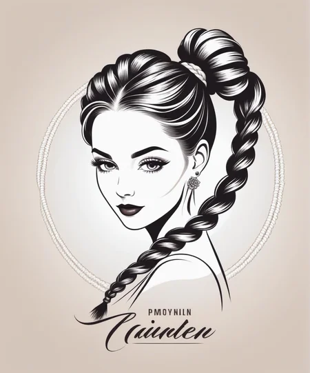 Logo Design , a gorgeous woman, braided pigtails , dynamic graphic art, vector art, minimalist, professional logo design