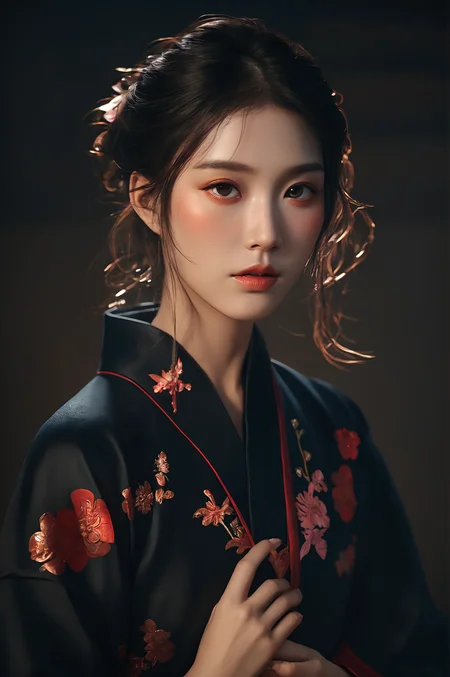 masterpiece,best quality,4k,girl sexy in kimono, ultra realistic, concept art, intricate details, eerie, horror, highly detailed, photorealistic, octane render, 8k, unreal engine, art by artgerm and greg rutkowski and charlie bowater and magali villeneuve and alphonse mucha, full body, crystal clear, razor-sharp, breathtakingly vivid, cinematic lighting, atmospheric shadows, and stunning textures.