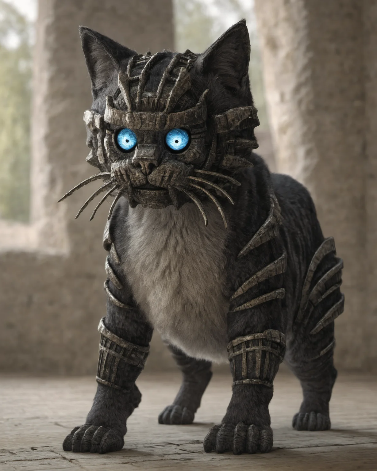 sotc a giant cat,hyperdetailed photography,cinematic,50nm dof,bokeh,realistic,sharp focus,ultra detailed,128k uhd,awardwinning,trending on artstation, <lora:Colossus:0.9>