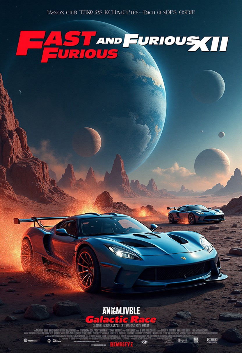 "Fast and Furious XII: Galactic Race", space, planets, futuristic cars, sci-fi,. mvpstrCE style
