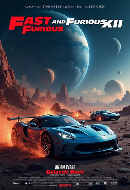 "Fast and Furious XII: Galactic Race", space, planets, futuristic cars, sci-fi,. mvpstrCE style