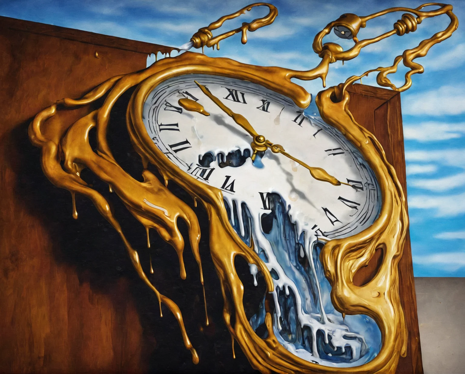 <lora:d4lixl:0.5>melting clock