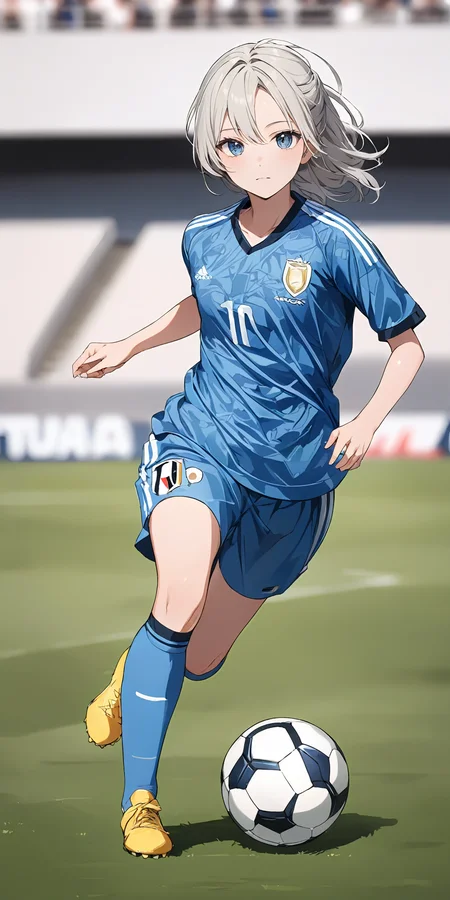 masterpiece,ultra-detailed,best quality,8K,illustration,cute face,clean skin ,shiny hair,girl,ultra-detailed-eyes,simple background, <lora:add-detail-xl:1> <lora:soccer uniform_XL_V1.0:1> soccer uniform