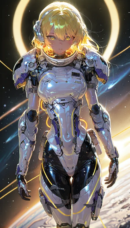 masterpiece, best quality, amazing quality, very aesthetic, absurdres, newest, volumetric lighting,
space_space,
1girl,solo,golden yellow hair,space armor,shoulder armor,futuristic,neon lines glow,
masterpiece, best quality, amazing quality, very aesthetic, absurdres, newest, volumetric lighting,
,<lora:Space_suit__illustrious:0.8>,