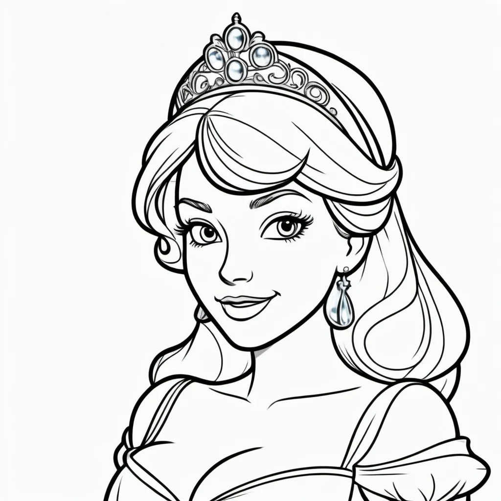 black and white, line art, coloring drawing of Disney cinderella<lora:Coloring_book_-_LineArt:0.6>, white background, thick outlines
