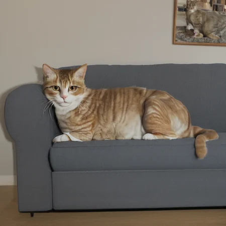 sfw, masterpiece, best quality,absurderes,photo,realistic,source_photo,indoors,no humans,animal focus,cat,on couch,<lora:Reallustrious_Beta2:0.8>