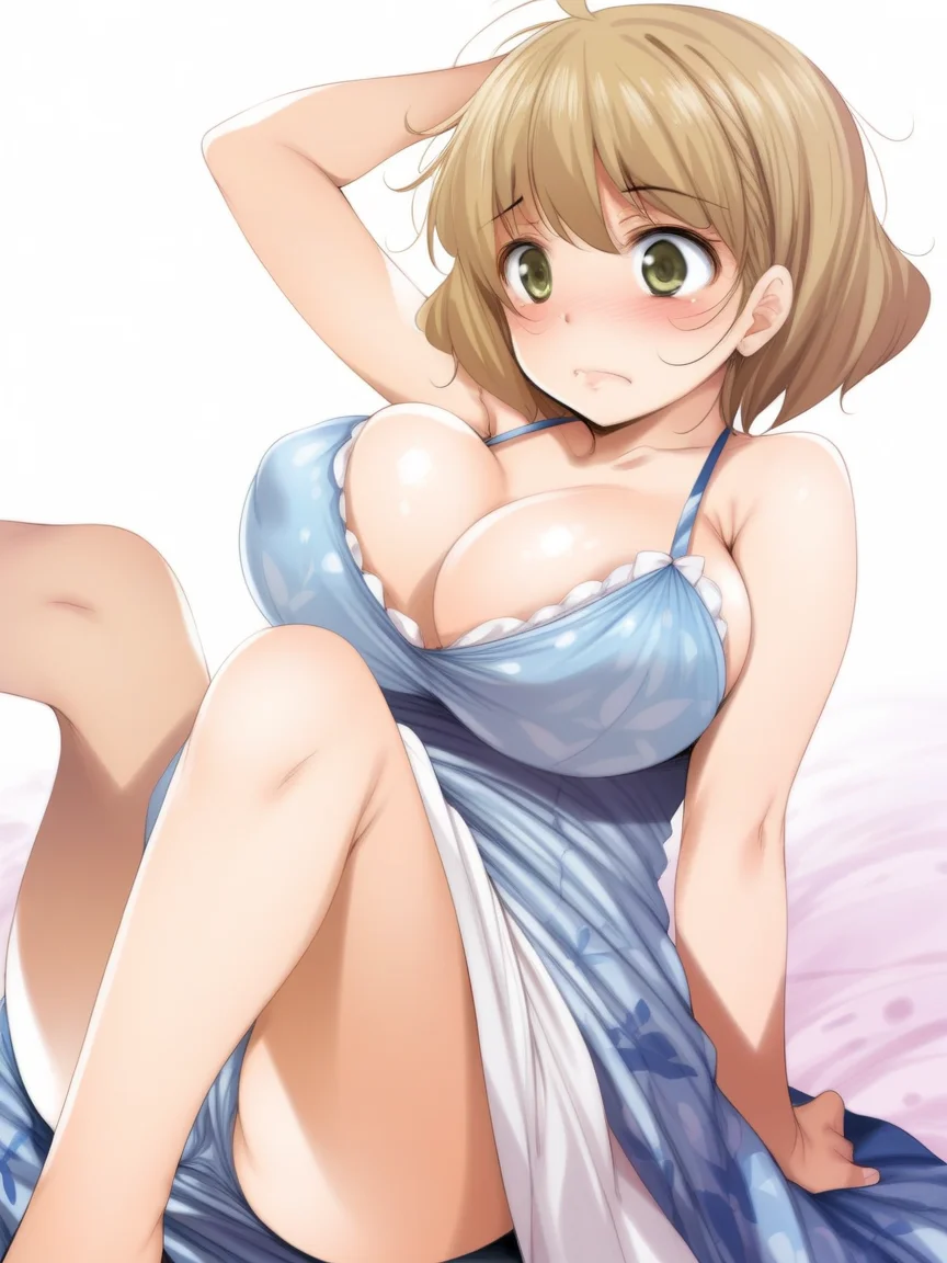 Monochrome score_9, score_8_up, score_7_up, best quality, masterpiece, 4k, uncensored, perfect lighting, rating_explicit, very aesthetic, anime BREAK
1girl with (round breasts),
light brown hair Short Hair,
party dress,
huge breasts,
fumihiko_(fu_mihi_ko),
simple background,
wide shot,
sitting cross-legged on the ground,
frown . Black and white, contrast, tone, texture, detailed <lora:breasts++-PD-round-1.0:1.2>