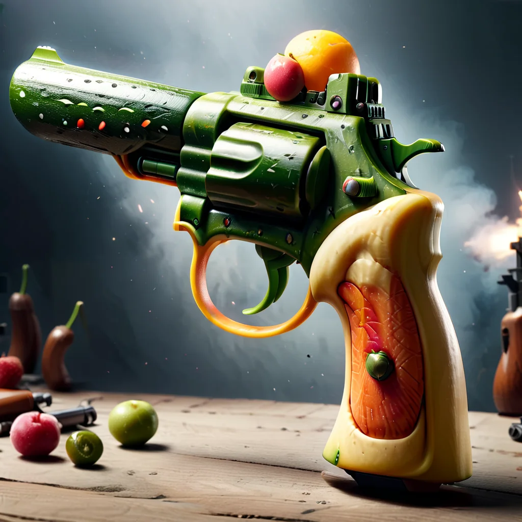 Masterpiece,absurd resolution,8k,high resolution,fruity,
pistol,weapon,
,<lora:Fruit_world_XL25:1>