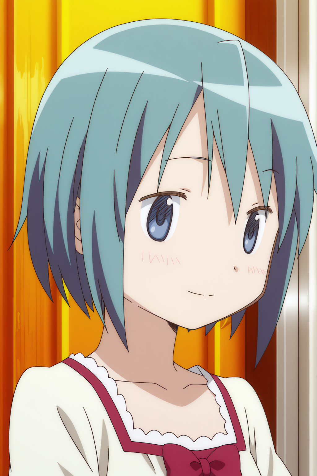 Sayaka Miki, light smile <lora:Madoka-Sayaka_Miki-illustrious:0.8>