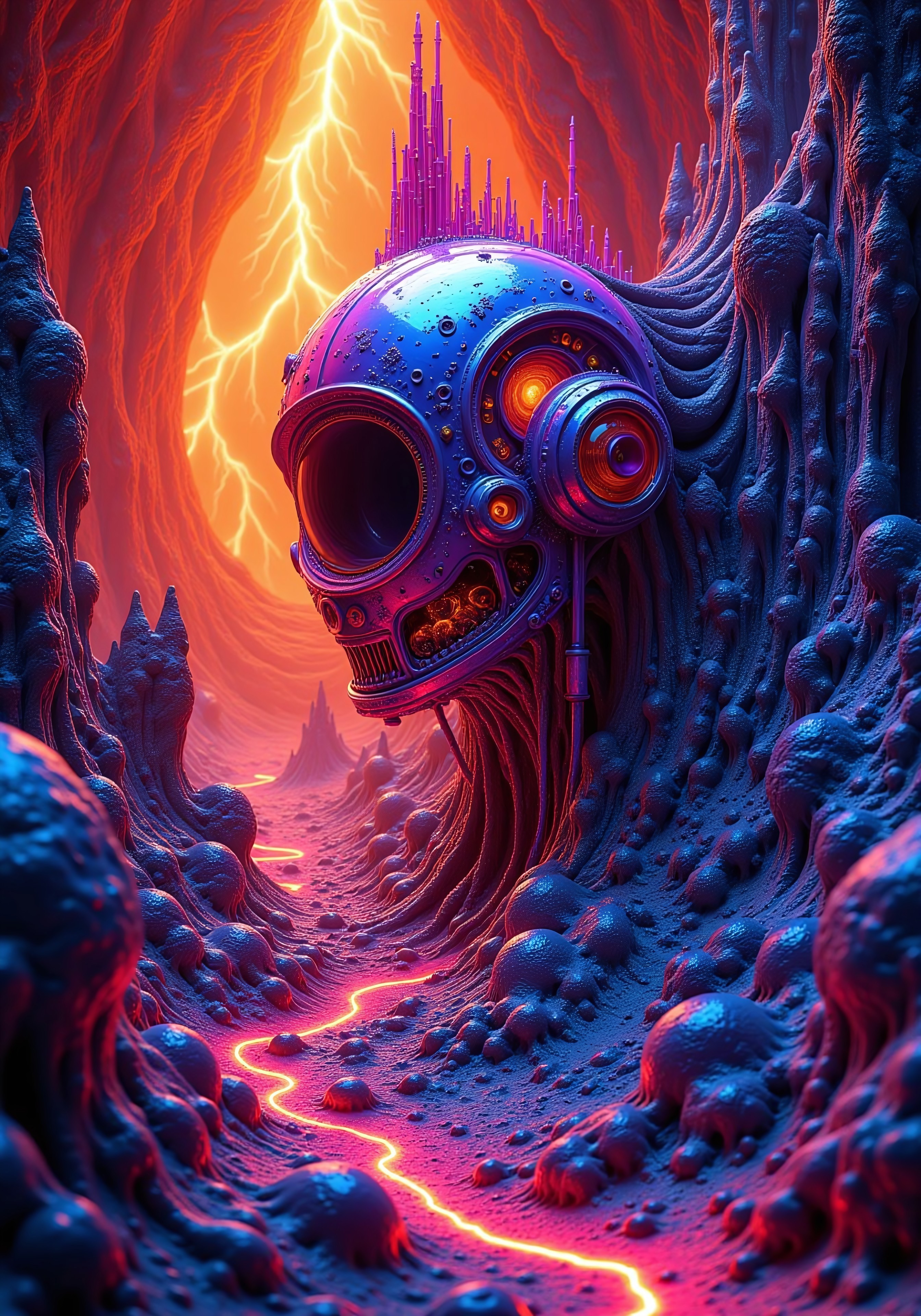 aidmaimageupgrader, a high quality digital image of an intricate visual representation of acid techno in an oil painting style