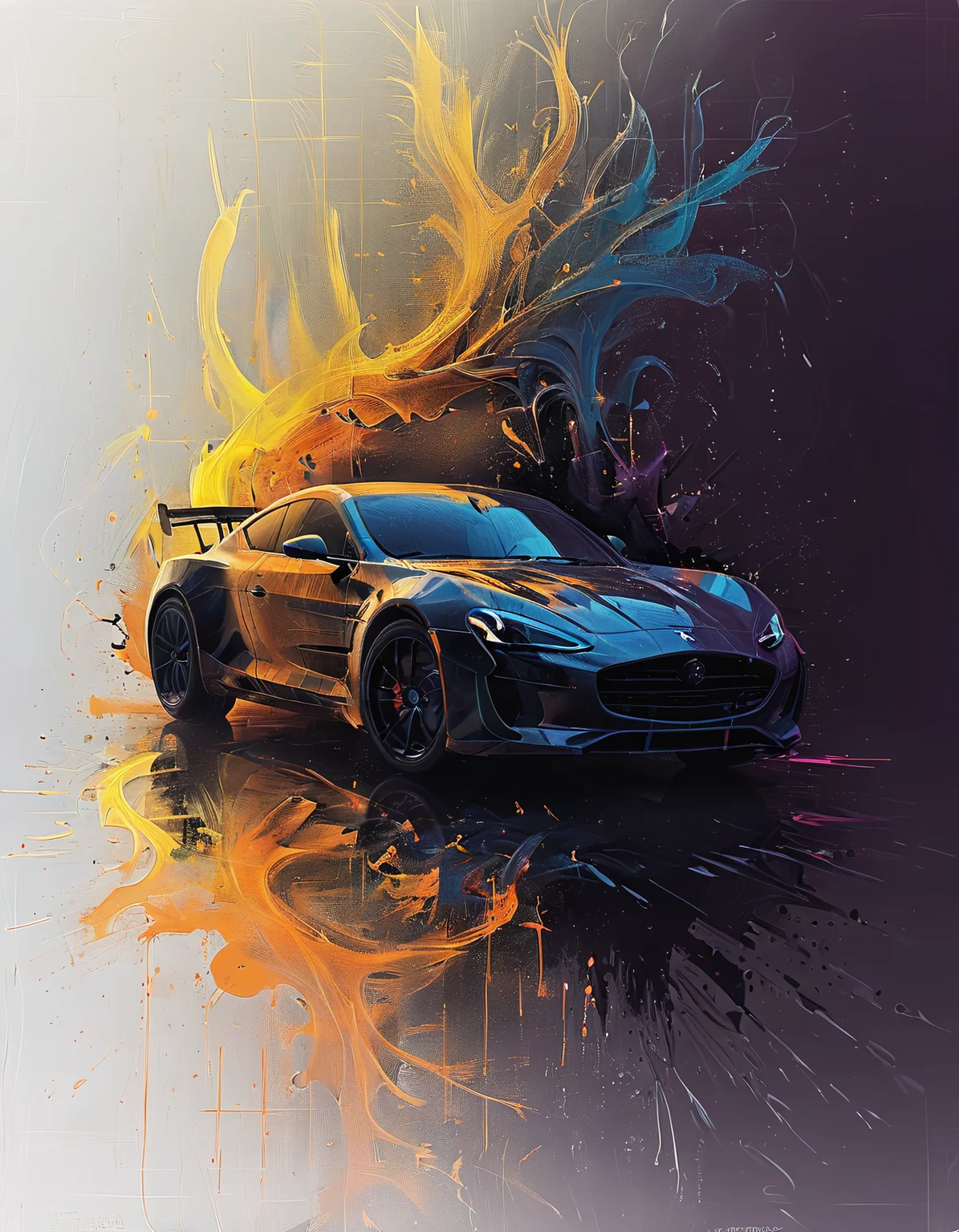 the silhouette of a sports car, very detailed, 4k, uhd, masterpiece