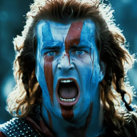 cinematic film still of <lora:add-detail-xl:0.7>1
<lora:detailed:0.4> detailed style
<lora:perfection style:0.4> perfection style
<lora:Braveheart film style:1>
Braveheart film style In 1280
young William Wallace
screaming shouting angry man with a bloody face and a blue paint on his face, shallow depth of field, vignette, highly detailed, high budget, bokeh, cinemascope, moody, epic, gorgeous, film grain, grainy