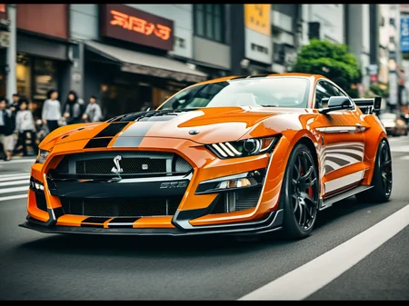 a closeup photo of mstgsgt500 car driving in Tokyo city, hdr, 8k, ultra high-res, movie picture frame<lora:mstgsgt500_car_t02_SDXL-000010:0.7>