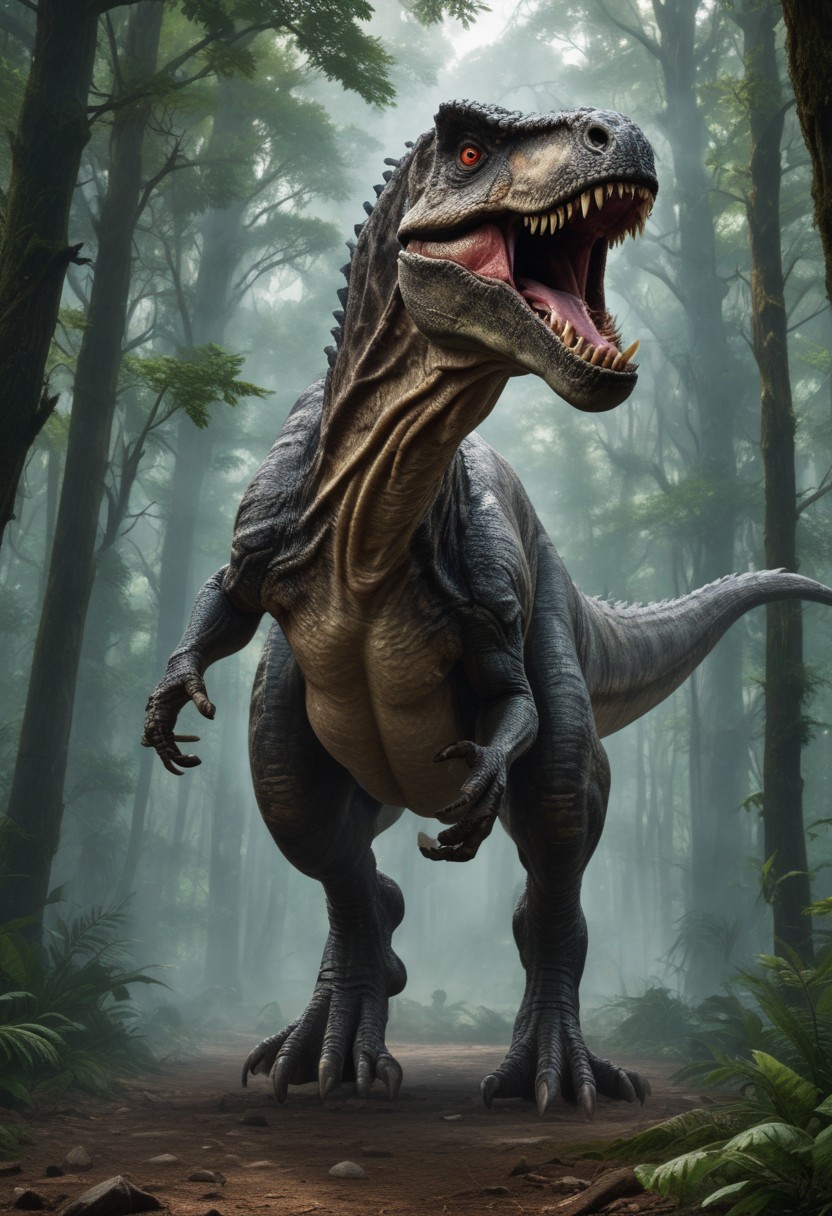 upscale, a  braciosaurs,, massive gigantic braciosauras, fierce, roaring, in a jurassic world, green forest,  hyperrealistic, fantasy, flying around, angry, highly detailed body, super realistic, hi_res, absurd detailed, very detailed face,