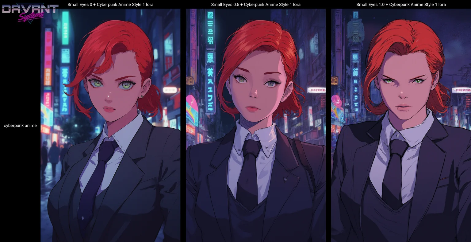 mature woman wearing a suit and tie close up portrait photo , red hair, green eyes, closeup on facecyberpunk anime city at night, comic illustration<lora:Flux\mine\smalleyes.safetensors:1.0:1.0> <lora:Flux\CPA.safetensors:1.0:1.0>