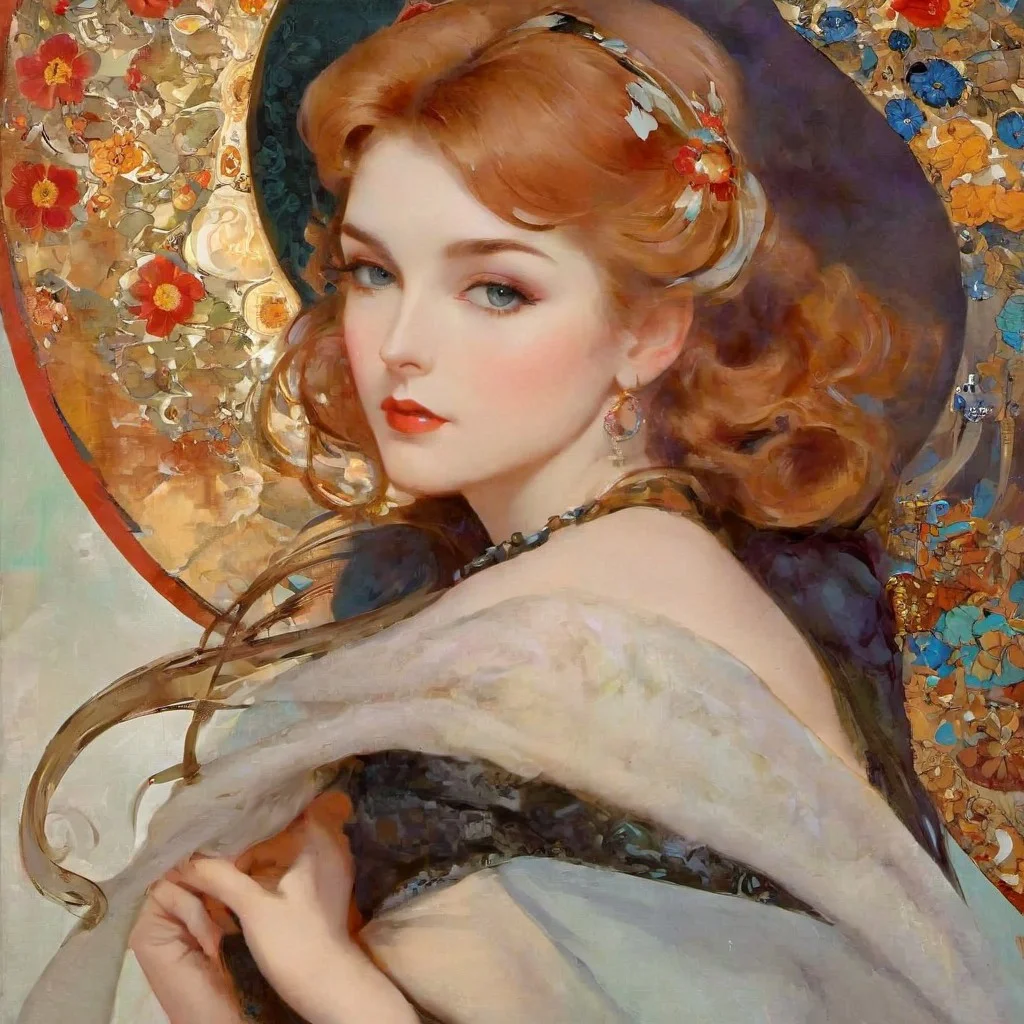 Glamour pinup art in the style of Bill Medcalf, Alphonse Mucha, Gustav Klimt.
beautiful sexy Gorgeous, Large round breasts, perfect beautiful face,
beautypinupart, glamour photography style