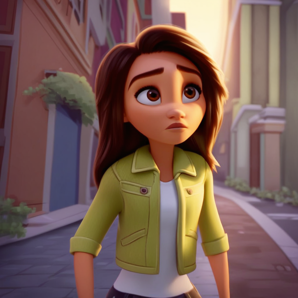 score_9, samg, brown hair, brown eyes, jacket, outdoors, natural lighting
