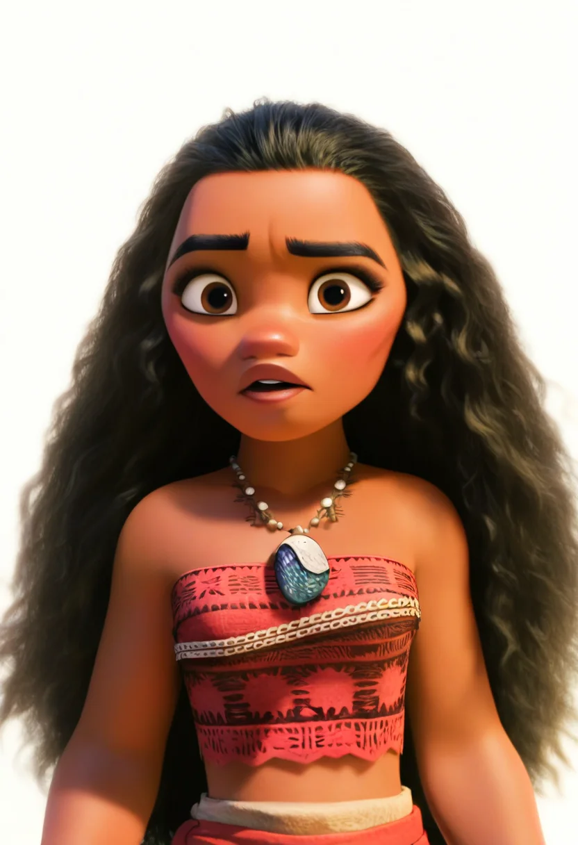 best quality, amazing quality, very aesthetic, absurdres,
1girl, moana, black hair, long hair, brown eyes, curly hair, dark skin,
midriff, necklace, strapless, tube top, skirt,
upper body,
looking at viewer, solo, simple background, white background, <lora:MoanaNoobXL_byKonan:1>