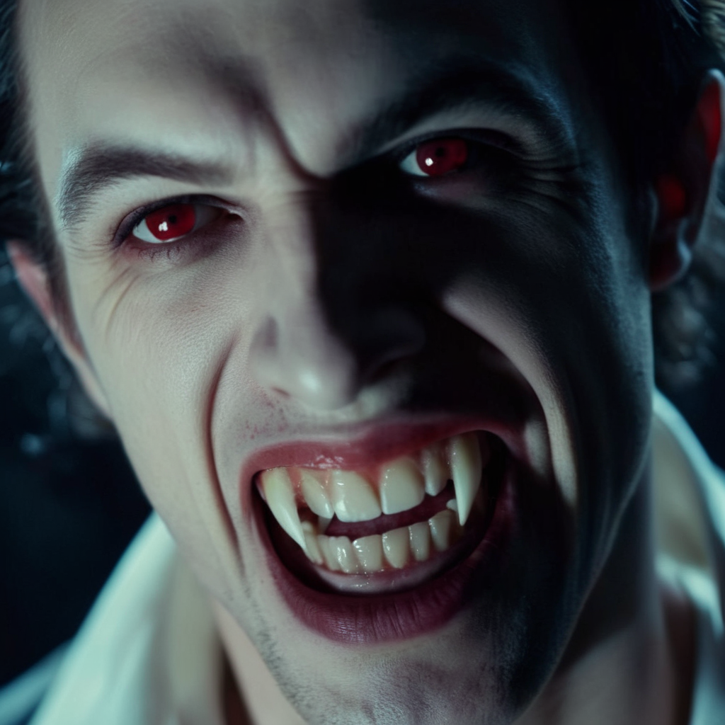 cinematic film still of  <lora:64_vampire fangs teeth:1>
a vampire man with a big grin on his face and vampire's teeth vampire fangs teeth
, shallow depth of field, vignette, highly detailed, high budget, bokeh, cinemascope, moody, epic, gorgeous, film grain, grainy