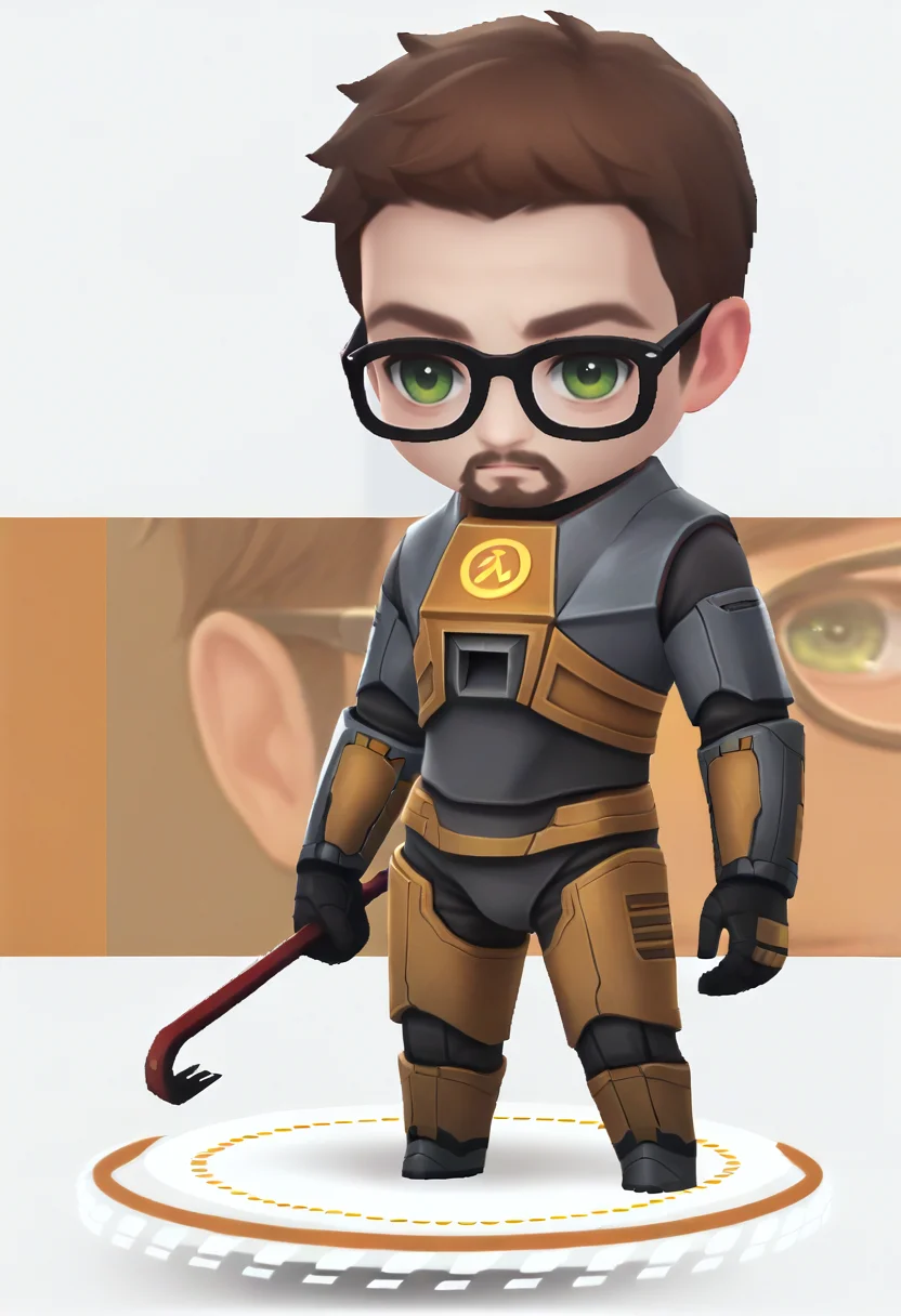 score_9, score_8_up, score_7_up, source_anime, realistic BREAK 1boy, solo, male focus, <lora:gordonfreeman-hl-richy-v1_pdxl:0.9> gordonfreeman, brown hair, short hair, facial hair, green eyes, glasses, power armor, <lora:chibi-nikke-richy-v1_pdxl:0.8> chibi, standing, full body