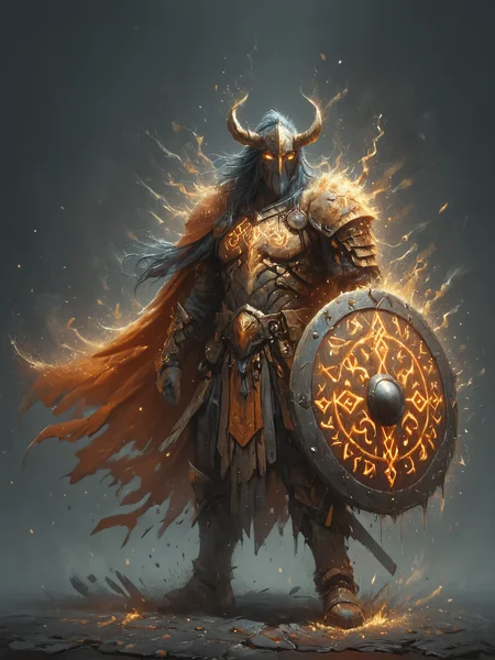 by Julie Mehretu, eclectic, by Andre-Charles Boulle, intricate gold, canvas, detailed, barbarian, fantasy, <lora:Flashfire_Glowing_Runes:0.7>, Flashfire glowing runes, full body, blue, holds a sword and shield, <lora:ral-dissolve:0.7>, ral-dissolve, <lora:Into_Darkness:0.5>, <lora:hkmagicV2:0.5>, hkmagic, rich colors, cloak made of rime, perfect anatomy, athletic build, aesthetic, textured skin, teal and orange, mystical glow, closeup with afterglow, sidesaddle,