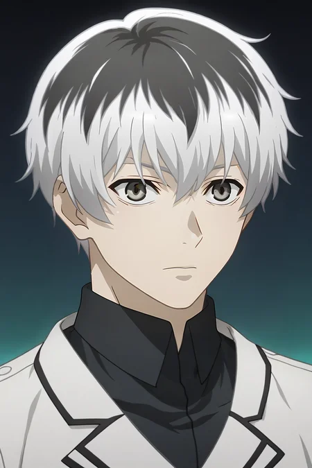 score_9, score_8_up, score_7_up, source_anime, rating_safe, intricate details, anime screencap, , official style, , upper body, , 1boy, solo, male focus, <lora:ken_kaneki_pony:0.82>, ken_kaneki, white hair, grey eyes, , hair between eyes, tokyo ghoul:re, sasaki haise, two-tone hair, grey hair, multicolored hair, king costume, underworld, , <lora:sdxl_lightning_8step_lora:1>