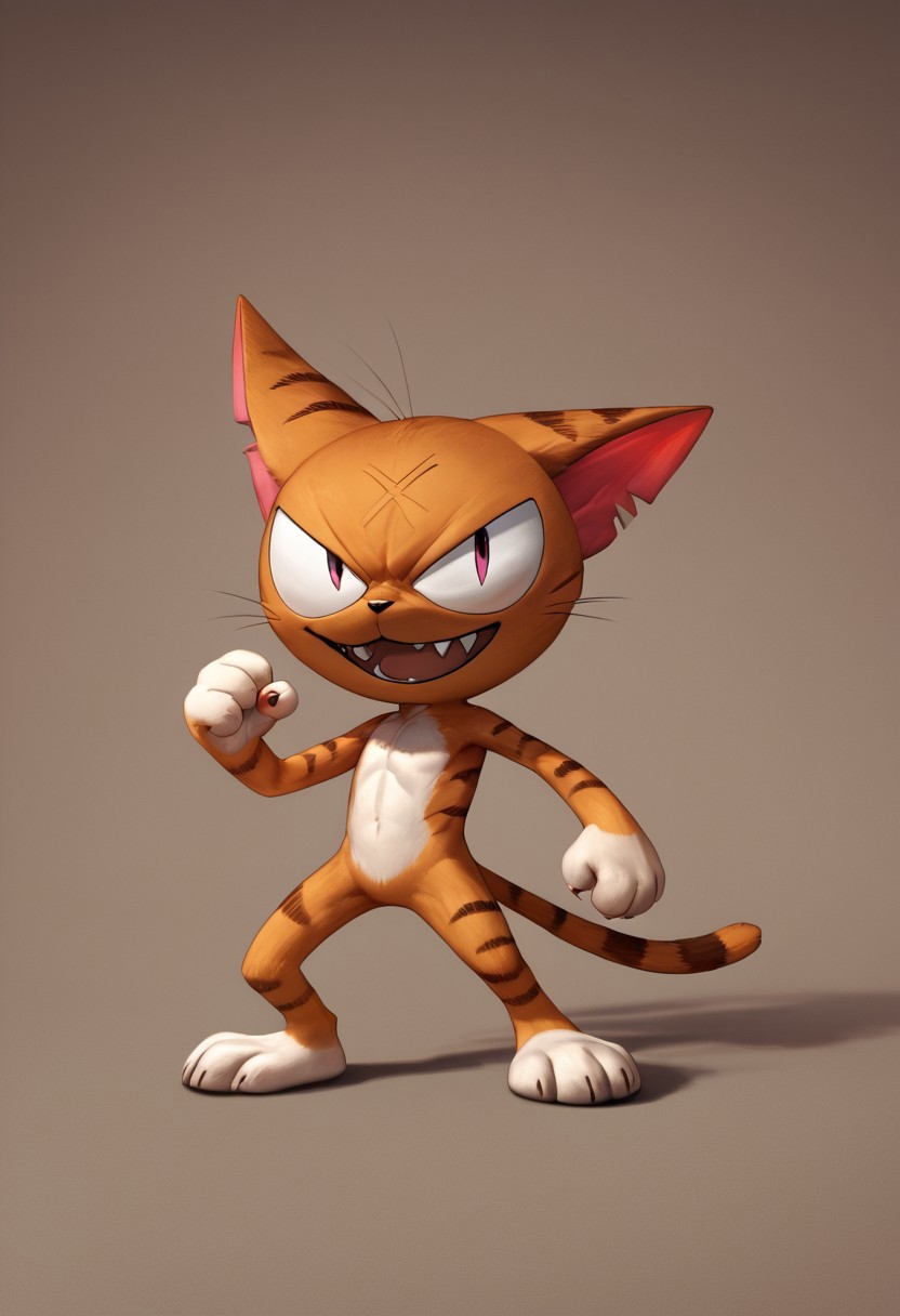 matatabi_ckc, solo, furry male, furry, looking at viewer, orange fur, eyepatch, male, cat, scar, fangs,, looking at viewer, full body view, action pose, smile, simple background, (((score_9, score_8, score_7, high quality, high detail, detailed face, good proportions, good anatomy, detailed hands, detailed fur, detailed eye, detailed eyes, 4k, 8k, HD))) <lora:add-detail-xl:-1>