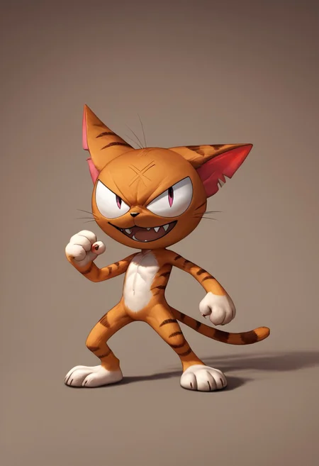 matatabi_ckc, solo, furry male, furry, looking at viewer, orange fur, eyepatch, male, cat, scar, fangs,, looking at viewer, full body view, action pose, smile, simple background, (((score_9, score_8, score_7, high quality, high detail, detailed face, good proportions, good anatomy, detailed hands, detailed fur, detailed eye, detailed eyes, 4k, 8k, HD))) <lora:add-detail-xl:-1>