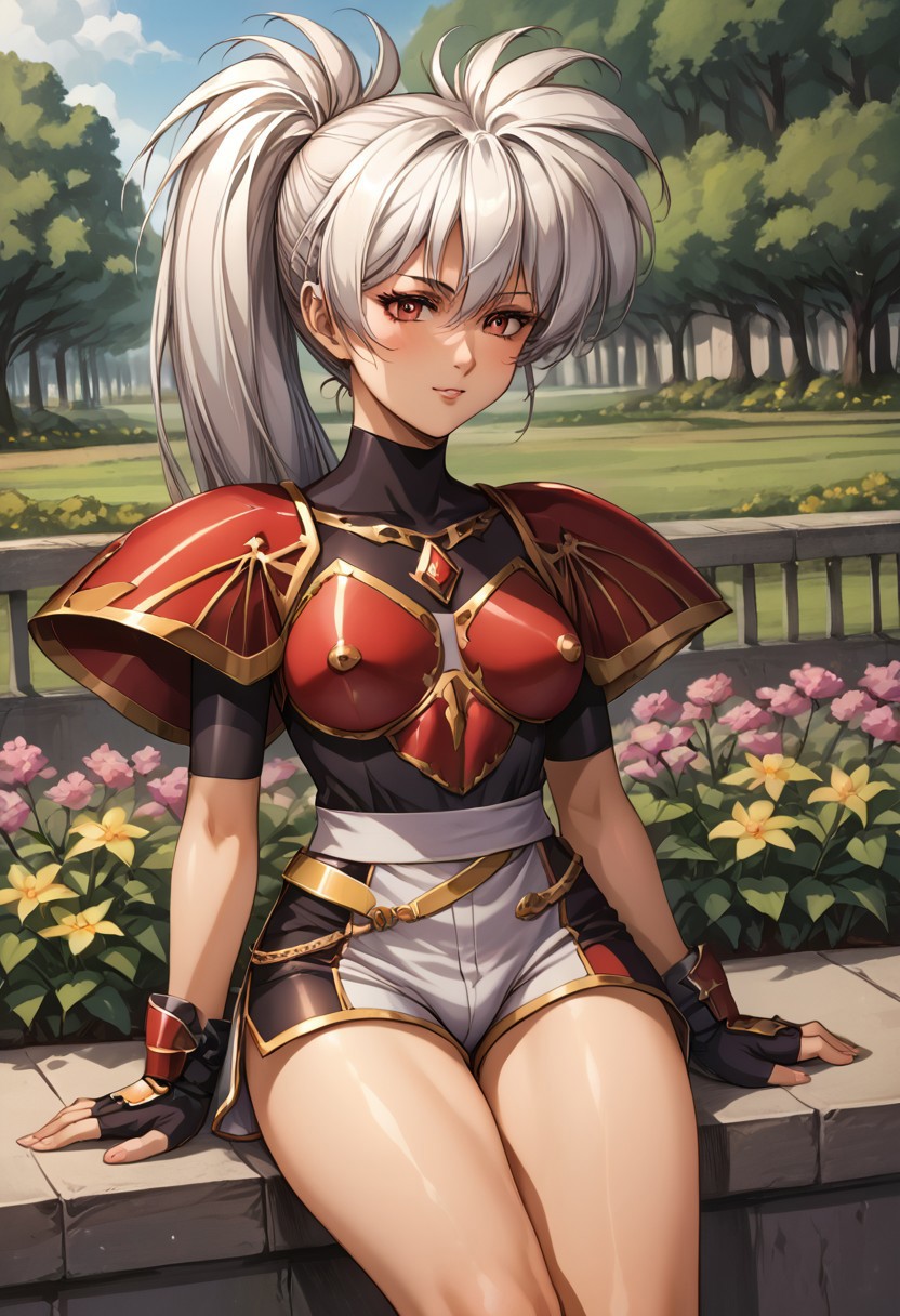 (score_9,score_8_up,score_7_up,source_anime,(masterpiece:1.2),best quality,very aesthetic,public indecency,absurdres),masterpiece,best quality,very aesthetic,fantasy,absurdres,1girl,solo, <lora:luna_p_v1.2:1>,Luna,white hair,ponytail,<lora:Fixhands_anime_bdsqlsz_V1:1>
shirt, short sleeves, bodysuit, black bodysuit, shorts, gloves, bodysuit under clothes, collared shirt (outdoors, garden, sitting, arms support), 
masterpiece,best quality, very aesthetic, absurdres, ultra detailed, high resolution, 4k, extremely detailed CG,