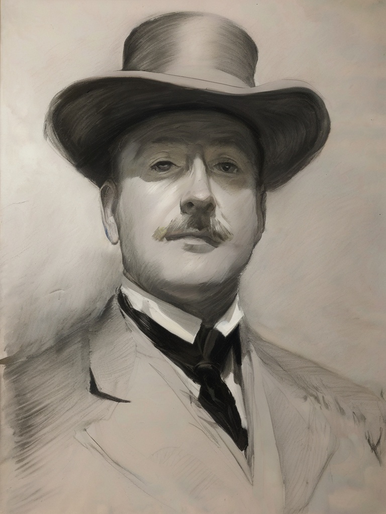 1man,best quality,highly detailed,sketch,style of John Singer Sargent,<lora:sargent-000005:0.55>,