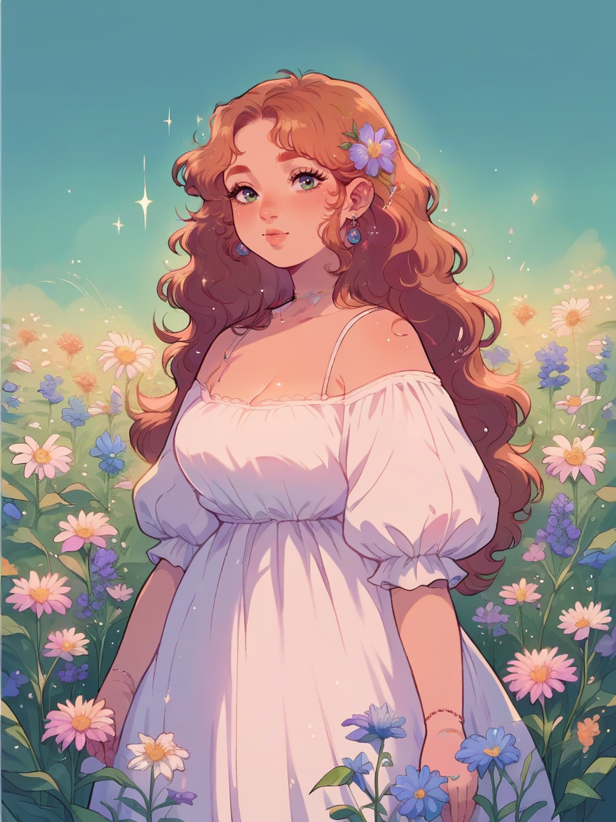 score_9, score_8_up, score_7_up, score_6_up,  <lora:c0ttp1nkXLP:0.7> c0ttp1nk, flower,1girl, long hair, ginger, white dress