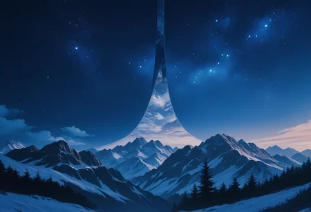 score_9, score_8_up, score_7_up, source_anime BREAK <lora:haloring-halo-richy-v1_pdxl:1> hlrng, horizon, mountainous horizon, vista, starry sky, blue sky