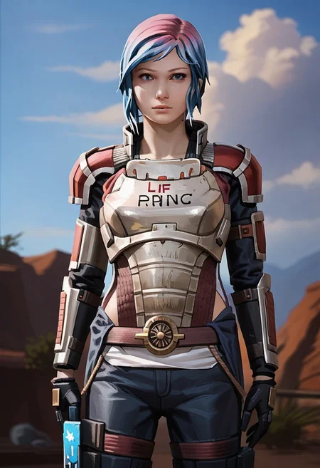 (score_9, score_8_up, score_7_up), rating_safe,1girl, life is strange, Chloe Price, N7 armor,