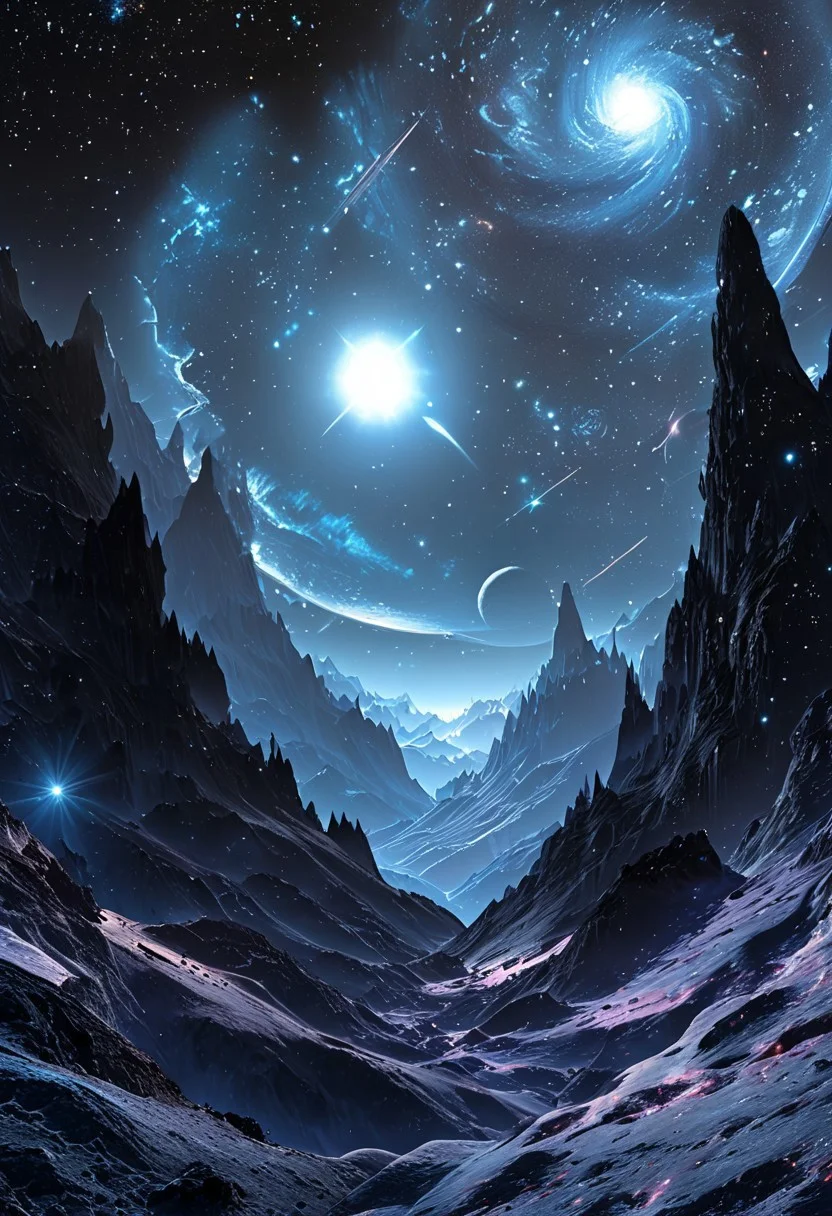 A captivating night scene illustration featuring a bright and inviting futuristic space base on a great great mountain. The great technologically advanced base and mountain are much like Neuschwanstein Castle in Bavaria. Spaceships fly overhead. This enchanting artwork captures a dark but comforting night, where 2 brilliant moons hang above and over the great valley and advanced space fortress which stands resolute amidst the great mountains, creating a cinematic experience., space_backround, illustration, cinematic
<lora:DonM3t3rn1tyXL-v1.1:0.7>, DonM3t3rn1tyXL,
OverallDetailXL <lora:MJ52:0.3> <lora:SDXLFaeTastic2400:0.4> <lora:EpicF4nta5yXL:0.7>