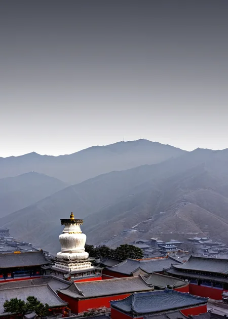 <lora:äºå°å±±:1>,Mount Wutai, no humans, grey background, gradient background, gradient, scenery, simple background, masterpiece, best quality,