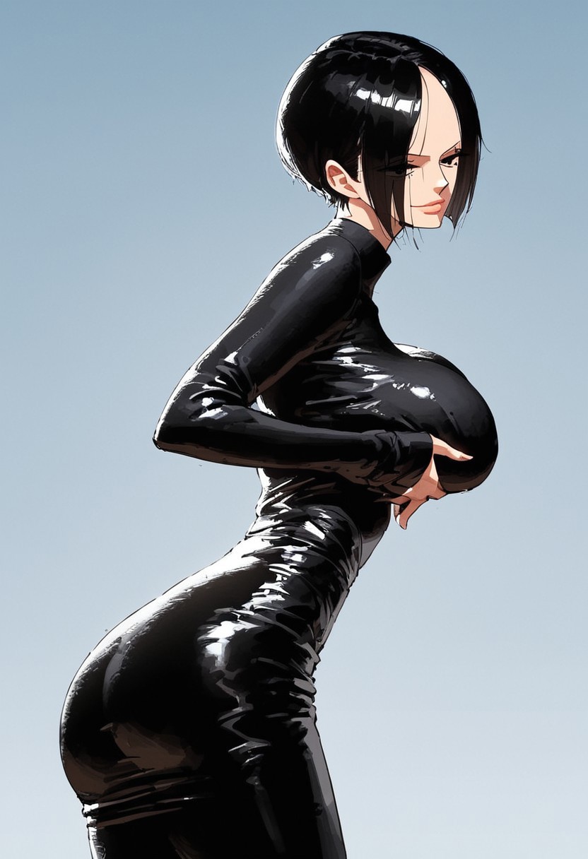 Very erotic pose, black hair, short hair, bangs, normal sized breast, saggy breasts ,score_9, score_8_up, score_7_up, 1girl, source_anime, shiny skin, cery detailled, erotic background, erotic clothes, erotic face, source_anime, beautiful face, perfect face, sexy pink lips, cute face, Expressiveh, perfect sexy face, perfect milf face, Blue and green toned shadows, Sunlight, golden hour, hughly contrasted midtone, high contrast, heavy colors contrast, lot of highlights on skin, face and breast as focal point, shiny forehead, strong and soft shadows, blue and green shadows, red and orange lights, cold shadows, hot lights, redish spotlights, heavy occlusion shadows, warm highlights, darker shadows,, blue green, environnement, golden hour sunlight, expressiveh, black square cut, bangs on forehead , Kartoon, skinny, thin body shape, hourglass body, square ass, brazilian butt lift, bbl, tight skirt, big smirk, ass bent, angular body shapes, triangle breast, square ass, Cartoon, shapes, black suit, black skinny pants, haughty, tired eyes, unfazed, eyebags , mole under eyes, one piece manga style, hair over forehead, eyeliner, black eyes, sexy haughty eyes