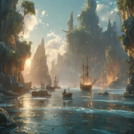 city underwater, blue atmosphere, rays of light shining through, highly detailed oil painting, unreal 5 render, rhads, Bruce Pennington, Studio Ghibli, tim hildebrandt, digital art, octane render, beautiful composition, trending on artstation, award-winning photograph, masterpiece <lora:MJ52:0.5> <lora:add-detail-xl:1>a long bay, at night, iconic limestone karsts emerging from the tranquil waters, sail boats, moonlight, quaint, serene, mythical, mystical, picturesque, exceptionally beautiful, ultra detailed, 8k, uhd