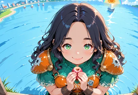 IllusP0s, PonyScores7, source_anime, ah1, IllustriousQual, interesting, exciting, spectacular, wonderful, 
BREAK <lora:xl_more_art-full_v1:0.2>, <lora:aesthetic_anime_v1s:0.2>, <lora:EpicF4nta5yXL:0.2>, <lora:detailxl:0.2>, detailxl, <lora:Fant5yP0ny:0.2>, amazing quality, best aesthetic, absurdres, illustration, Volumetric_Lighting, ultra-detailed, very aesthetic, intricate details, best_quality
BREAK ((eating Fig Newtons)),
BREAK Stable_Yogis_PDXL_Positives, AS-Adult, <lora:Complicated fantasy portrait - XL Pony V2.0:0.2>, bad-hands-5, <lora:HDA_Detailer:0.3>, <lora:natsumi_style:0.5>, <lora:by_usakun-pony:0.4>, by usakun, <lora:Akina_Bbw_Style_-_PonyXL:0.2>, AkinBw, ((urban Warrior fashion style, inspired by strength and resilience, features rugged materials, practical designs, and bold accessories, celebrating empowerment and individuality)),
BREAK 1girl, mature female, (curvy), round-chin, caucasian, <lora:ETO_OC_Illustrius:0.5>, eto_oc, skindentation, (plump), thick thighs, wide hips, busty, voluptuous, <lora:venus body PonyXL:0.3>, <lora:shinyskin2:0.2>, glistening skin, HDA_FatGirlXL, 
BREAK ((<lora:rainbow armor pony:0.8>, rainbowarmor, rainbow armor)),
BREAK (curly hair), long hair, (black hair:1.4), (parted hair:1.7), messy hair, kinky curls, <lora:hairdetailpxl:0.2>, hairdetailpxl,
BREAK (half green and brown eyes), (colorful eyes), (multicolored eyes), (downturned eyes:1.4), <lora:expressive eyes:0.2>, expressive eyes, <lora:eyedetailpxl:0.2>, eyedetailpxl, <lora:Eyes_High_Definition:0.2>, EyesHD, (round face:1.2), (thick eyebrows:1.3), (plump face), <lora:Round_face:0.2>, lips, 
BREAK ((serene expression, closed eyes, relaxed smile expression)), <lora:Expressive_H:0.2>, Expressiveh, <lora:Emotional_Anime_Expressions_PonyXL_Concept:0.2>, emotional, <lora:Best_Facial_Expression_LoRA_PONY:0.2>, looking at viewer, <lora:Detailed expressive EXEV style -XL Pony V1.0:0.2>, FaceDetail,
BREAK (((A bright summer afternoon at the Lahti Harbor, showcasing colorful sailboats gently bobbing in the water, surrounded by lush green parks, with the sun shining brightly overhead, casting playful reflections on the lake's surface and creating a lively atmosphere))), <lora:Background Detailer - SDXL:0.8>, 4k, 8k, Ultra HD, Masterpiece, Best quality, Detailed background, <lora:Add_more_details_V2_XLpony:0.4> full_details,