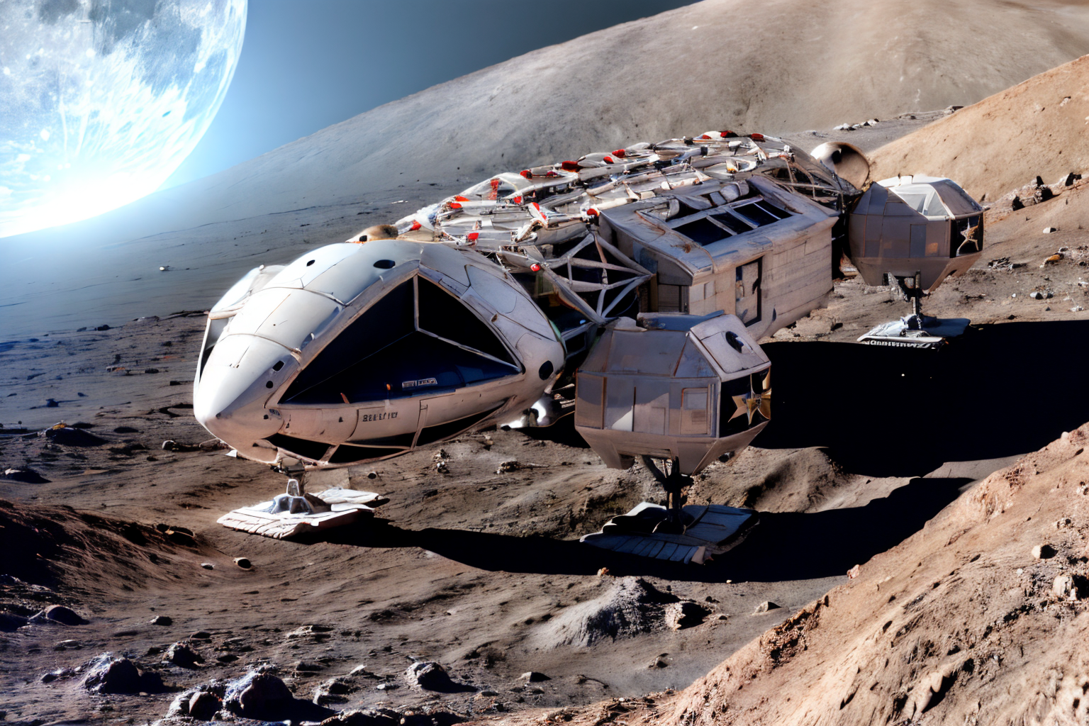 (Realisitc:1.5) EdobSpace1999Eagle, on moon surface <lora:EdobSpace1999Eagle_v1.0:0.9>