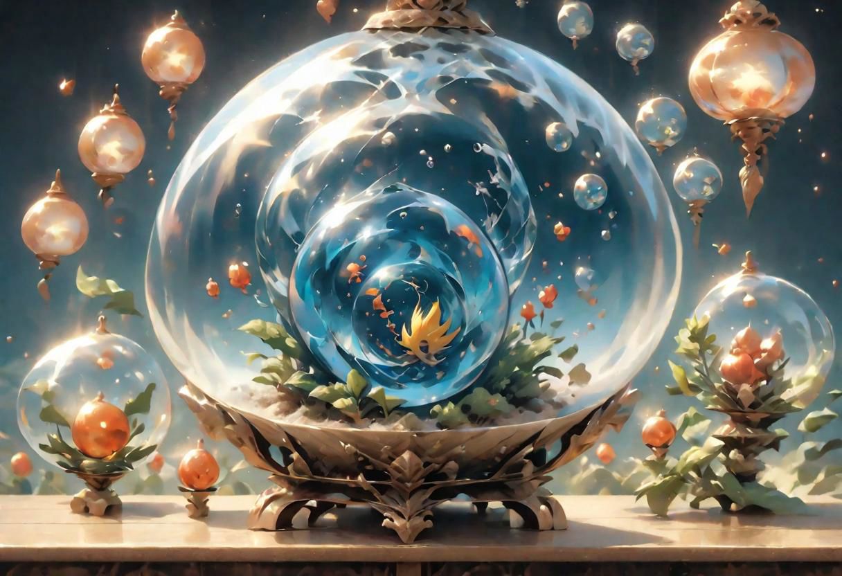Jujutsu Kaisen dragon Blue Lock Super Dragon Ball Imagine a floating garden in space, where exotic plants grow in giant transparent bubbles. Each bubble contains a unique ecosystem, with magical creatures and vibrant colors. Explore the idea of a surreal intergalactic garden that defies the laws of physics dragon