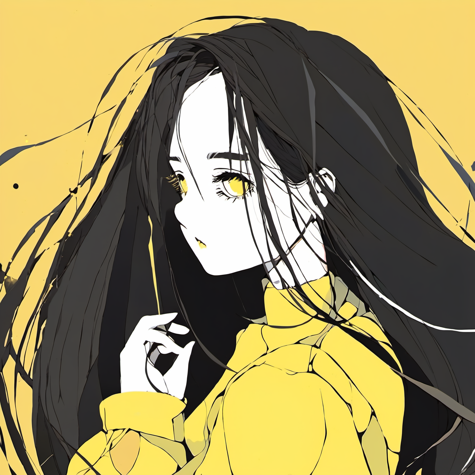 <lora:mourning_girl_xl_v1>,1girl,yellow background,