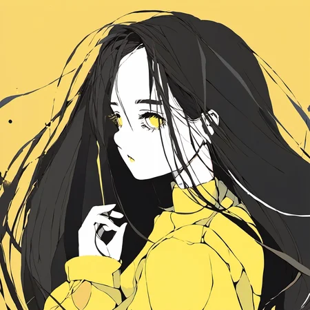 <lora:mourning_girl_xl_v1>,1girl,yellow background,