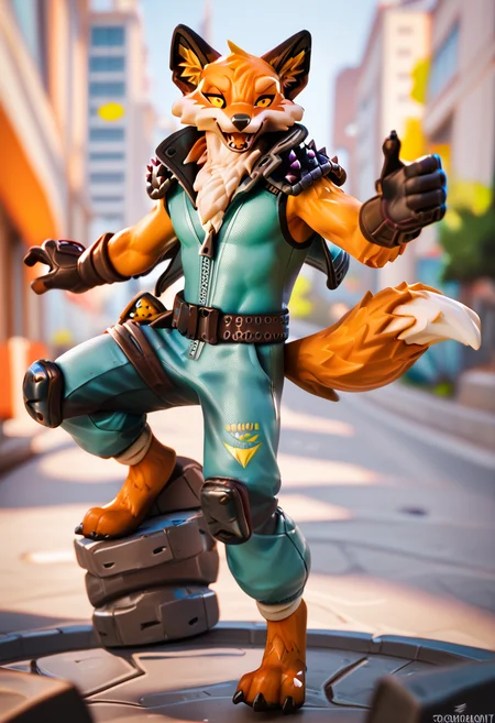 score_9, score_8_up, score_7_up, best quality, highres, 1boy, fennix, fortnite, anthro, furry, city, happy, full body, action pose, detailed background, looking at viewer, <lora:Fennix_Fortnite:1>
