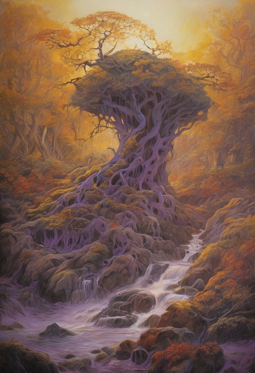 style of Ted Nasmith, score_9, score_8_up, score_8_up, ng_deepnegative_v1_75t, photo, realistic, 
(brian froud:1.1), (karl kopinski:1.3), (cliff nielsen:1.4), (matt cavotta:1.1), (fractal art:0.6), (Oil painting), (by Jean-Franois Millet), (by Gustave Courbet), (by Jules Breton), (by Henry asencio:1.1), (by Josephine Wall:1.1), (by Edgar Degas:1.2), (by Pierre-Auguste Renoir:0.9), (by Claude Monet), (by Vincent Van Gogh:), (by J M W Turner), (by Hokusai), (by James Gurney), (oil painting), (Art Nouveau), (by Gustav Klimt:), (by Egon Schiele), (by Oskar Kokoschka), (by Alphonse Mucha), (in ukiyo-e art style:0.6),
traditional media, realistic,
dreamlike swamp engulfed in perpetual dusk, colorful spore clouds rising from the ancient fungal giants, echoes of mystical creatures hidden among the twilight
close up,
<lora:add-detail-xl:2>
, masterpiece, PYS-XL,
