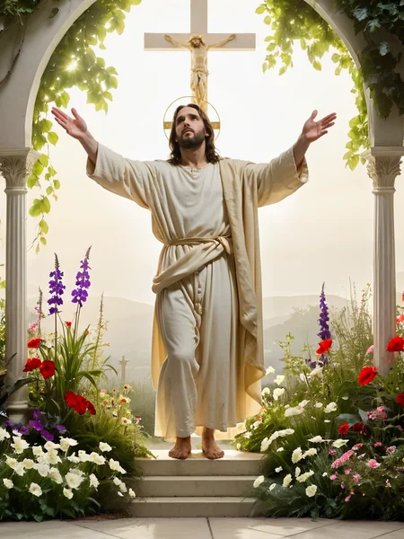 score_9, score_8_up,score_7_up, score_6_up, score_5_up, score_4_up, view of dg_DougXL, saint, dg_DougXL like jesus on cruzifix, saint light background, garden eden, god save him<lora:dg_DougXL:0.75>