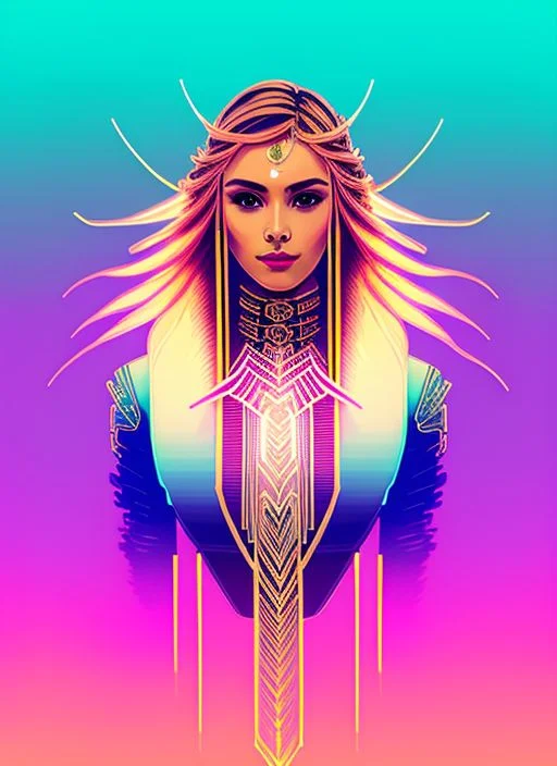 swpunk style synthwave(symmetry:1.1) (portrait of floral:1.05) a woman as a beautiful goddess, (assassins creed style:0.8), pink and gold and opal color scheme, beautiful intricate filegrid facepaint, intricate, elegant, highly detailed, digital painting, artstation, concept art, smooth, sharp focus, illustration, art by greg rutkowski and alphonse mucha, 8k
