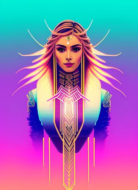 swpunk style synthwave(symmetry:1.1) (portrait of floral:1.05) a woman as a beautiful goddess, (assassins creed style:0.8), pink and gold and opal color scheme, beautiful intricate filegrid facepaint, intricate, elegant, highly detailed, digital painting, artstation, concept art, smooth, sharp focus, illustration, art by greg rutkowski and alphonse mucha, 8k
