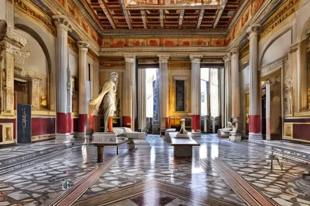 (masterpiece:1.2), (best quality,:1.2), 8k, HDR, ultra detailed, ((photorealistic)), professional light, cinematic lighting, fashion photography, ambient lighting, face lighting, <lora:detail_slider_v4:1>, Fantasy picture, OverallDetail, large ancient room with a marble table, and with a statue on the floor in the middle, RomInt, <lora:RomanInterior-10:1>, epiCPhoto